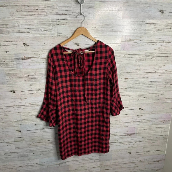 Cloth and stone black red plaid dress size  small - Picture 9 of 12